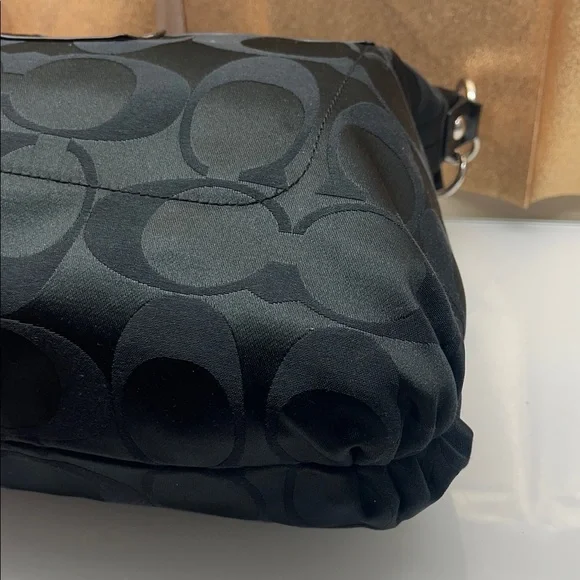 Coach Black Signature Shoulder Bag with Floral Scarf - Picture 9 of 17